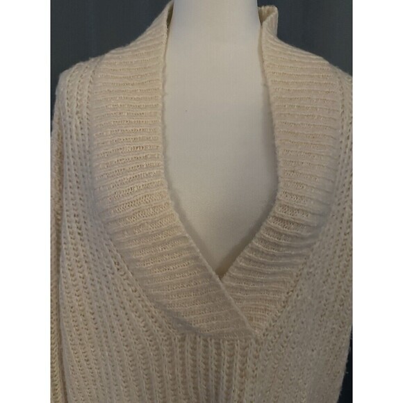Anthropologie Pilcro Size L Cotton Wool Blend V Neck Ivory Sweater Top - Picture 2 of 4